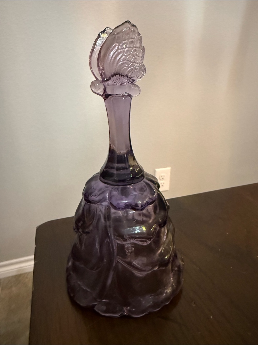 Vintage Fenton Lilac Purple Butterfly Transparent Glass Bell EUC